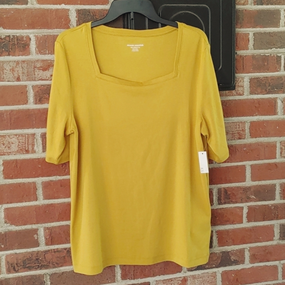 Amazon Essentials Square Neck Half Sleeve Slim Fit T Shirt Size XXL